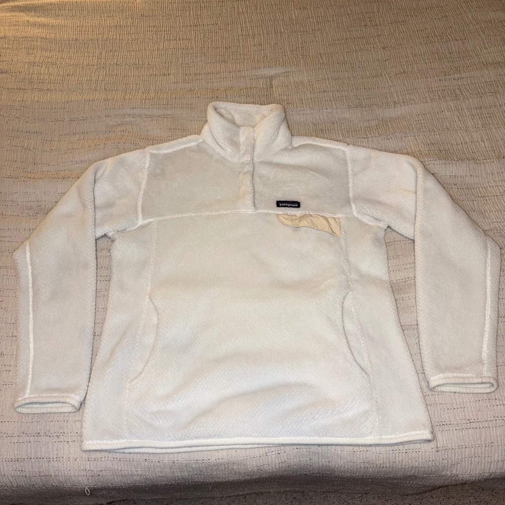 Patagonia Re-Tool Snap-T Fleece Pullover Womens Large White Polartec Jacket
